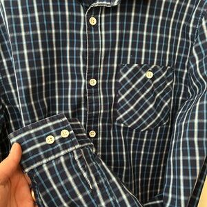 PD&C Navy and Light Blue Plaid Shirt